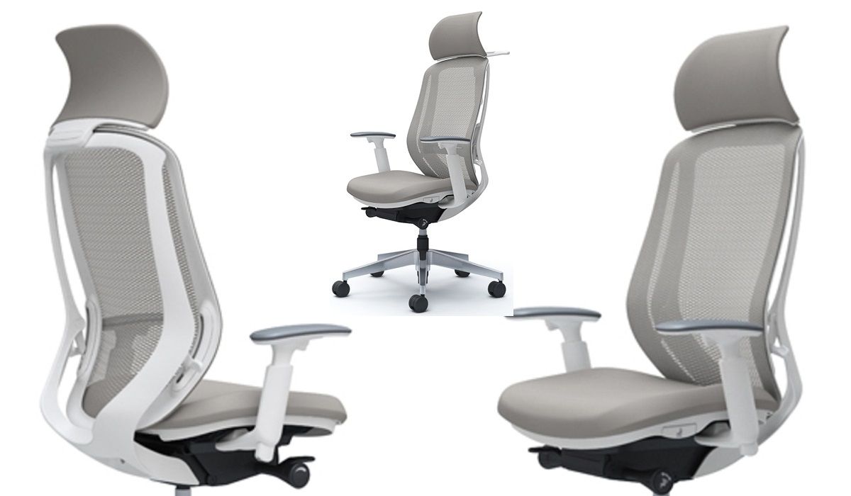 OKAMURA SYLPHY White Body Light Grey Headrest