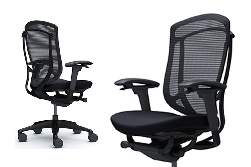 OKAMURA CONTESSA SECONDA Black Aluminum Frame Black Cushion Seat Chair