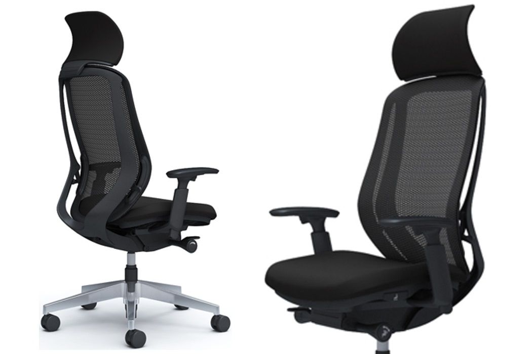 OKAMURA SYLPHY Black Mesh Polished Headrest