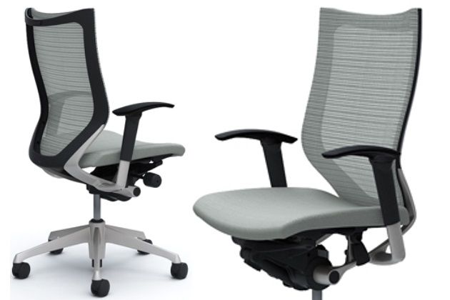 OKAMURA CP Silver frame Light Grey Cushion Seat Chair